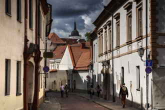 Historic Bernardinu Street with Old Buildings and Shadows in Vilnius, Vilnius, Lithuania