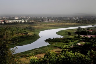 Panoramic view of Bahirdar and the Blue Nile from above, Bahirdar, Amhara, Ethiopia