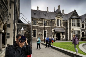 Historic Canterbury Museum building with visitors in Christchurch, Christchurch, Canterbury, New