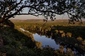 View of the river and surrounding nature in the evening light from Baruwai Lookout, Nitmiluk