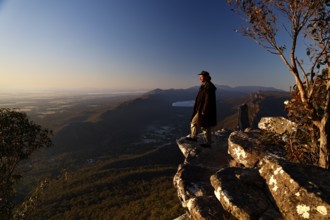 View from Boroka Lookout over the Grampians at sunset, Grampians National Park, Victoria, Australia