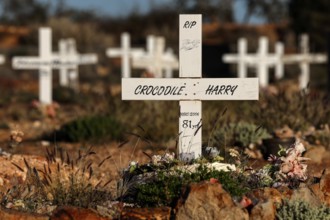 Crocodile Harry's grave at Boot Hill Cemetery in Coober Pedy, Coober Pedy, South Australia,