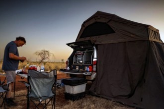 Campground at night on the Great Northern Highway, Great Northern Highway, Western Australia,