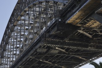 Detailed view of the steel structure of the Harbour Bridge at Milsons Point, Sydney, New South