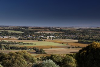 Extensive views of the Barossa Valley from Mengler's Hill Lookout, Tanunda, South Australia,