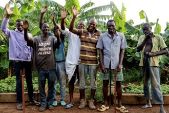 Group of workers in the fruit and vegetable garden of the rehabilitation center, Nongotanakaha,