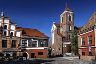 Historic buildings on Town Hall Square, Rathausplatz, Rathausplatz with an impressive cathedral