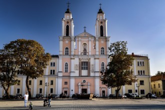 Francis Xavier church on Town Hall Square, Rathausplatz, Rathausplatz under blue sky, Kaunas, LT