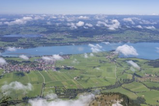 Panorama from Tegelberg, 1881m, on Schwangau, Waltenhofen, Forggensee and Hopfensee, Füssener Land,