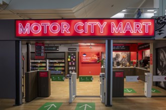 Detroit, Michigan USA - 14 January 2026 - The Motor City Mart convenience store at the Detroit Auto