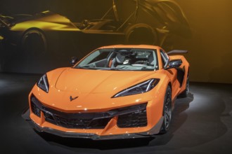 Detroit, Michigan USA - 14 January 2026 - The Chevrolet Corvette Z06 on display at the Detroit Auto