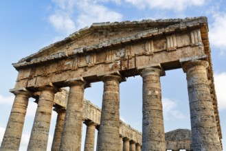 Elymian Doric Temple, Ruin, Doric Frieze, Triglyph and Metope, Ancient City of Segesta,