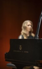 Young woman, pianist playing on a Steinway & Sons grand piano, Stuttgart, Baden-Württemberg,