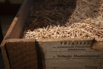 Wooden box with matches, Tändsticksmuseet match museum or match museum, Jönköping, Jönköpings län,