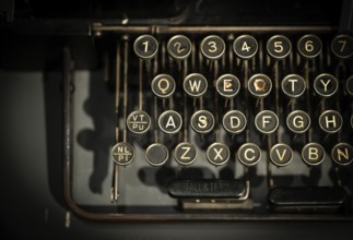 Keyboard of an old typewriter, Tändsticksmuseet match museum or match museum, Jönköping, Jönköpings