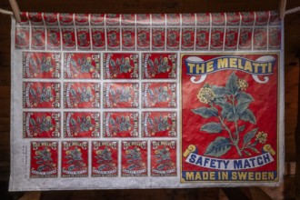 Printing sheet for matchbox labels, Tändsticksmuseet Match Museum or Matchbox Museum, Jönköping,