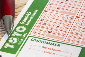 Toto 6aus45: Close-up of a game ticket