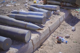 In Seiyun, Yemen on January 04, 2026, abandoned tanks and unexploded artillery shells litter the