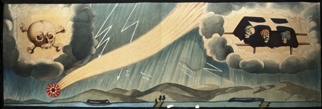 Vorzeichen von Tod und Zerstörung. Gouache, um 1910 Medizin, Medizingeschichte, Gemälde, historisch