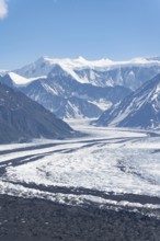 View of impressive mountain landscape with Matanuska glacier and glaciated mountain peaks, Lion's