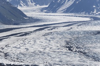 Detail, glacial ice of the Matanuska Glacier tongue, Lion's Head, Chugach Mountains, Alaska, USA