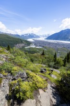 View of impressive mountain landscape with the Matanuska Glacier tongue, Lion's Head, Chugach