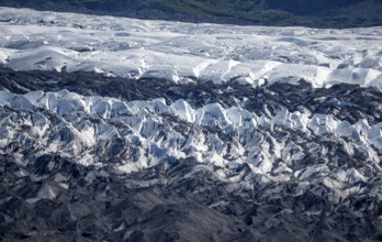 Detail, glacier ice, Seracs of the Matanuska Glacier Tongue, Lion's Head, Chugach Mountains,