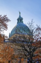 Dome, Federal Administrative Court, former imperial court in winter with snow, Leipzig, Saxony,