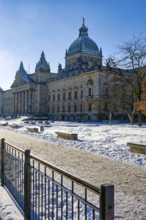 Federal Administrative Court, former imperial court in winter with snow, Leipzig, Saxony, Germany