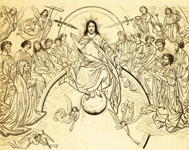 Gdansk World Court, upper half of the central image, historical illustration 1869