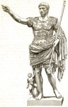 Statue of Emperor Augustus (63 BC, 14 AD) politician, autocrat, Roman Empire, breastplate, cloak,