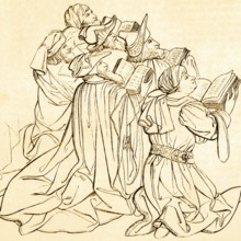 Group of prophets, Ghent altarpiece, Christianity, religion, kneeling, Bible, looking to heaven,