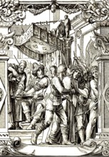 Pilate's handwashing, after Holbein, Roman governor Pontius Pilate, soldiers take Christ into