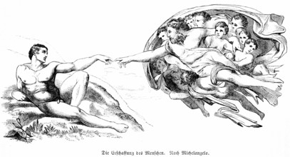 Creation of Adam, after Michelangelo Buonarroti (1475-1564) Italian painter of the High