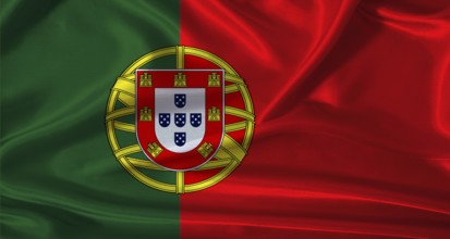 National flag of Portugal with cloth texture. Portugal flag with realistic texture background