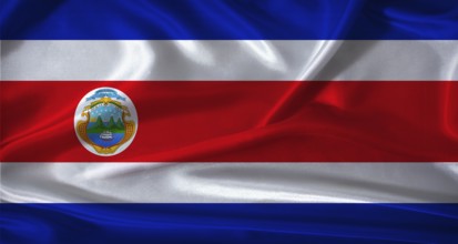 National flag of Costa Rica with cloth texture. Costa Rica flag with realistic texture background