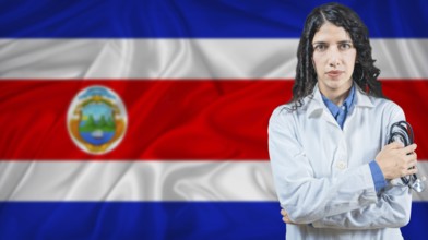 Costa Rican national health system, Medical professional on Costa Rica flag background
