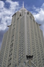 Detail of the Chrysler Building, built in 1930 in Art Deco style, Cloudy Sky, New York City, USA