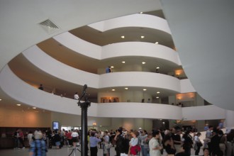 Entrance area of the Guggenheim Museum, opened in 1959, New York City, USA