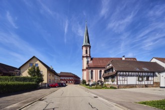 St. James church, church tower, Grafenhausen town hall, residential building, commercial building,