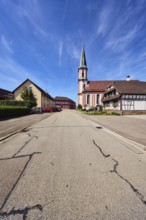 St. James church, church tower, Grafenhausen town hall, residential building, commercial building,