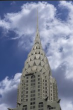 Chrysler Building, built in 1930 in Art Deco style, Cloudy Sky, New York City, USA