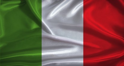 Italy flag with cloth textured background. National flag of Italy with realistic texture