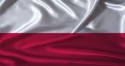 National flag of Poland with cloth texture. Poland flag with realistic texture background