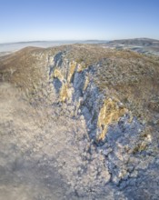Aerial view of snowy stone walls, Schwarzensee, Weissenbach an der Triesting, Lower Austria,