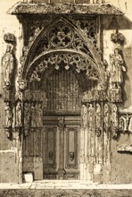 Bridal door of the church of St. Sebald, Gothic architecture, Lutheran town church, covered portal,