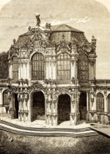 Pavilion of the Dresden Zwinger, historical illustration 1869
