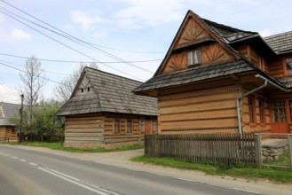 Traditional wooden houses in the village of Chocholow, Podhale-style wooden architecture, listed by