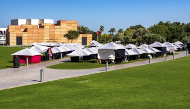 Tents in Mia Park at the Museum of Islamic Arts in Mia Park, Doha, Qatar