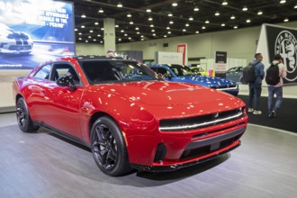 Detroit, Michigan USA - 14 January 2026 - The Dodge Charger Sixpack on display at the Detroit Auto